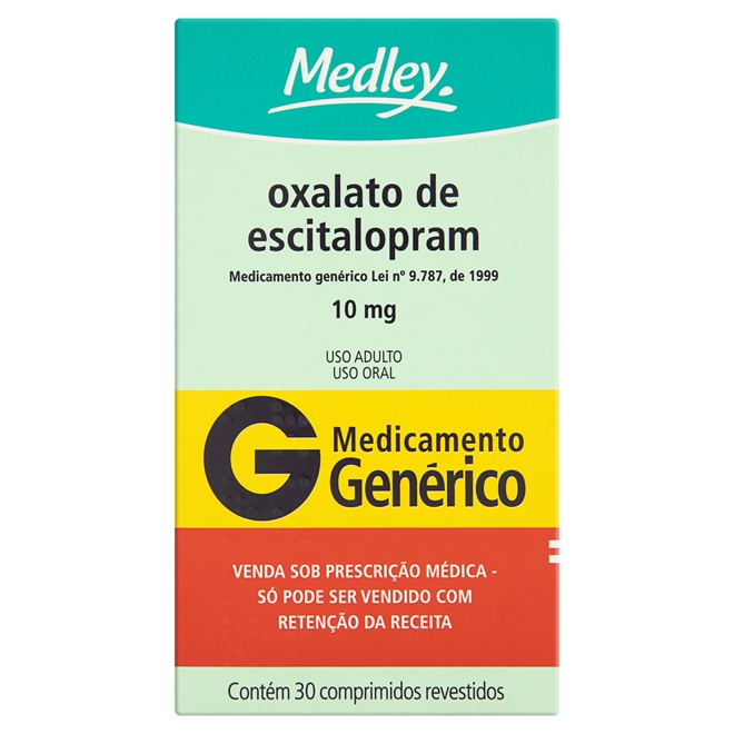 ESCITALOPRAM MEDLEY COM 60 COMPRIMIDOS REVESTIDOS 10MG