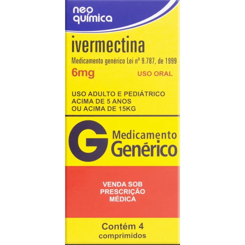 Ivermectina Neo Química 6mg, caixa com 4 comprimidos