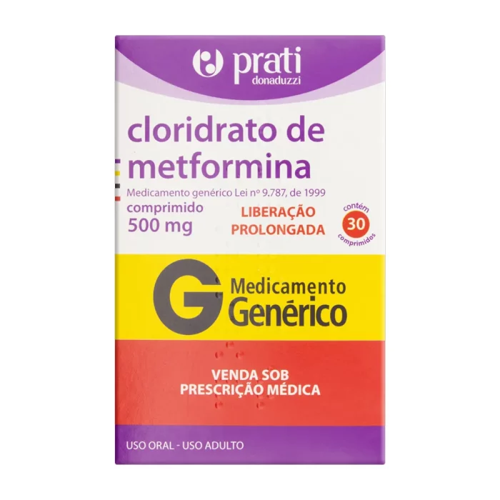 Cloridrato de Metformina XR 500mg - 30 Comprimidos de Liberação Prolongada - Prati